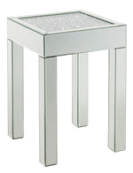 Noralie Mirrored End Table with Faux Diamonds Inlay Top