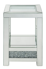 Noralie Mirrored End Table with Clear Glass Top