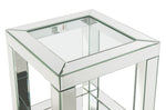 Noralie Mirrored End Table with Clear Glass Top