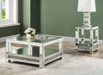 Noralie Mirrored End Table with Clear Glass Top