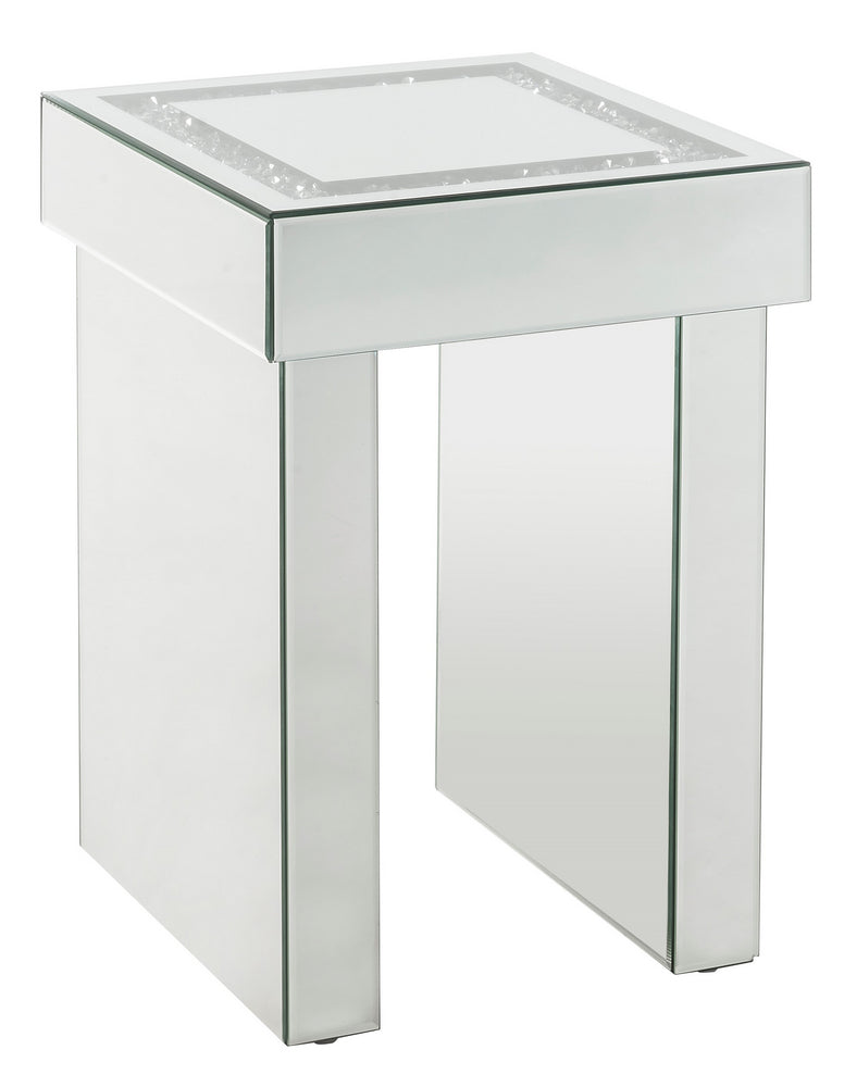 Noralie Mirrored End Table with Faux Diamonds Inlay Top