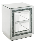 Noralie Mirrored/Faux Diamonds End Table with Shelf