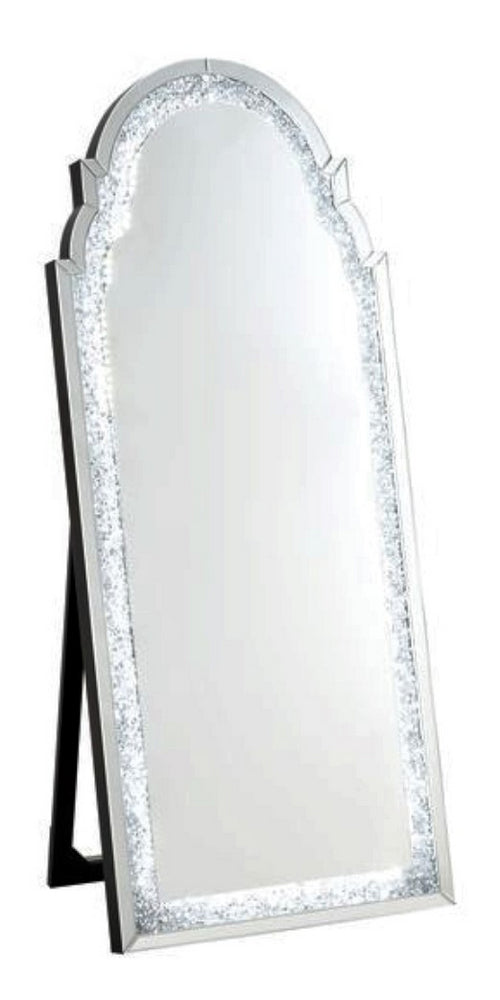 Noralie Mirrored Frame Floor Mirror with LED Light