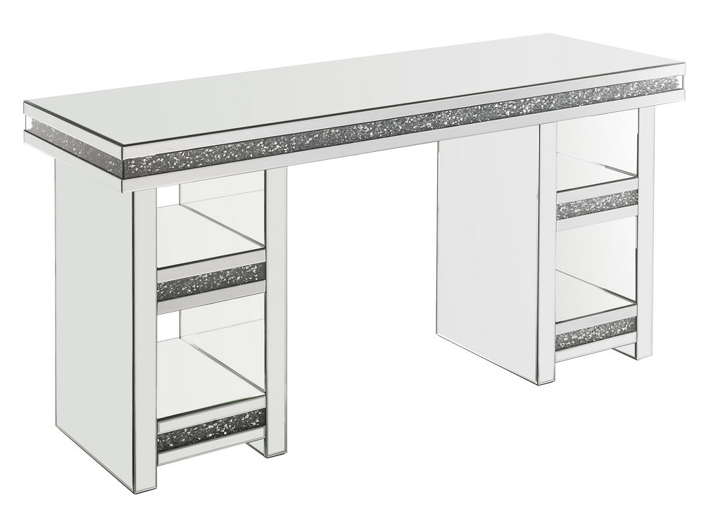 Noralie Mirrored Writing Desk with Shelves