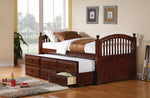 Norwood Chestnut Wood Twin Captain's Bed with Trundle