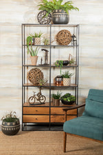 Nylah Natural Wood/Black Metal Storage Shelving