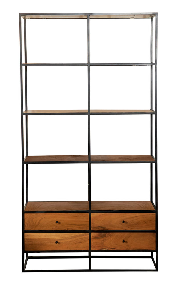 Nylah Natural Wood/Black Metal Storage Shelving