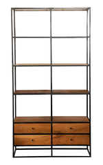 Nylah Natural Wood/Black Metal Storage Shelving