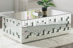 Nysa Mirrored Coffee Table with Faux Diamonds Inlay