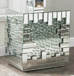 Nysa Mirrored End Table with Faux Diamonds Inlay