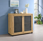 Octava Golden Oak Wood/Gunmetal Metal Accent Cabinet