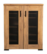 Octava Golden Oak Wood/Gunmetal Metal Shoe Cabinet