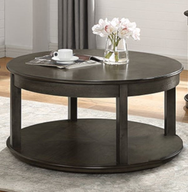 Oelrichs Gray Wood Round Coffee Table