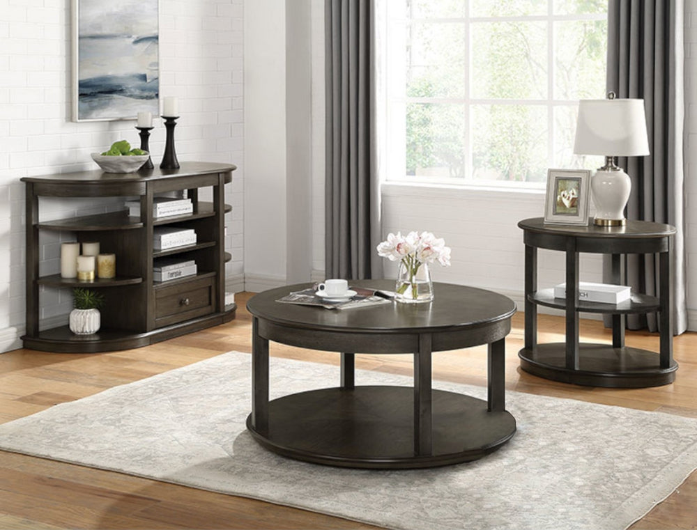 Oelrichs Gray Wood Sofa Table with Shelves