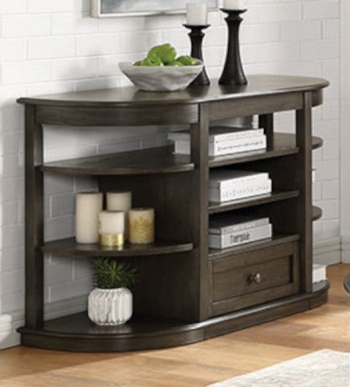 Oelrichs Gray Wood Sofa Table with Shelves