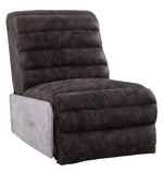 Okzuil 2-Tone Gray Leather/Metal Power Recliner