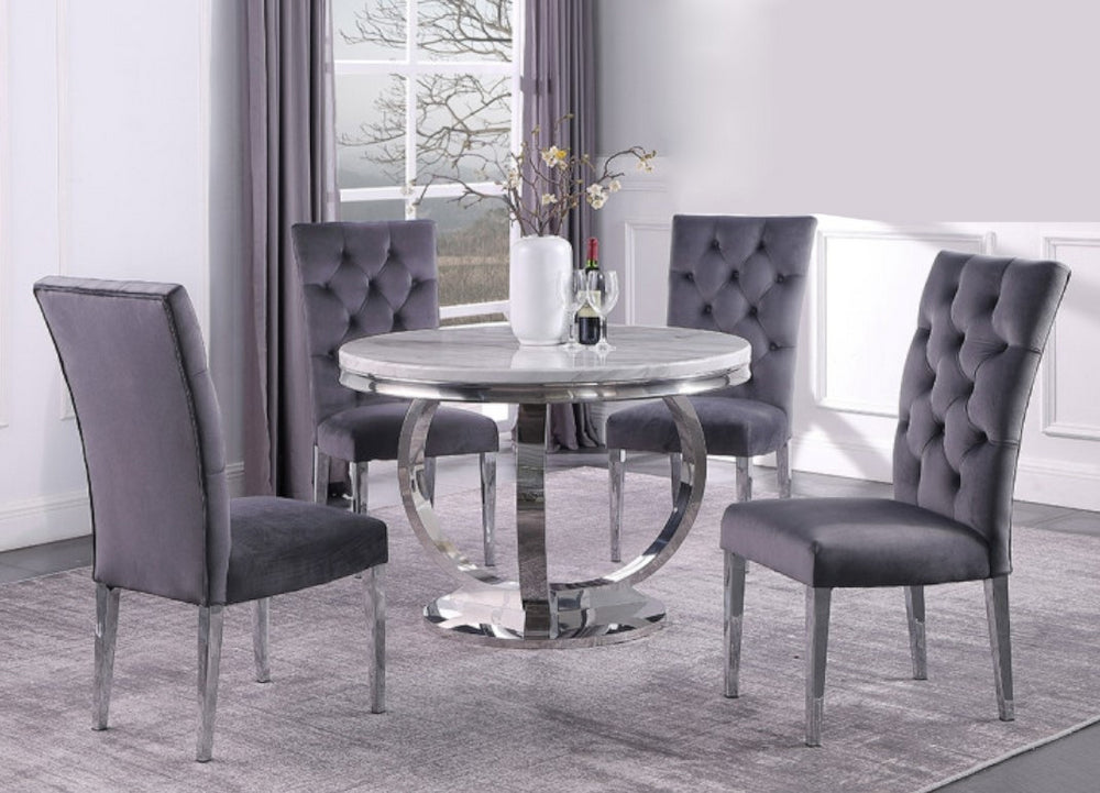Olamide 2 Grey Velvet Side Chairs