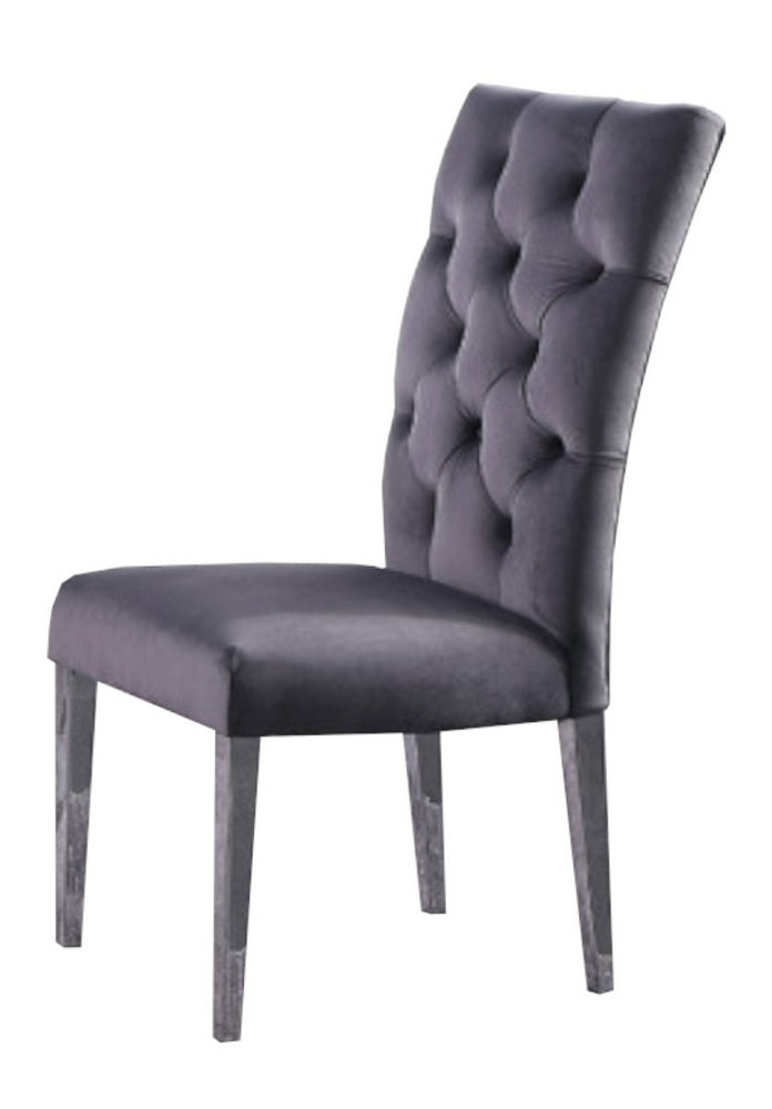 Olamide 2 Grey Velvet Side Chairs