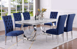 Olamide 7-Pc Blue/Faux Marble Dining Set