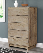 Oliah Natural Tone Wood 5-Drawer Chest