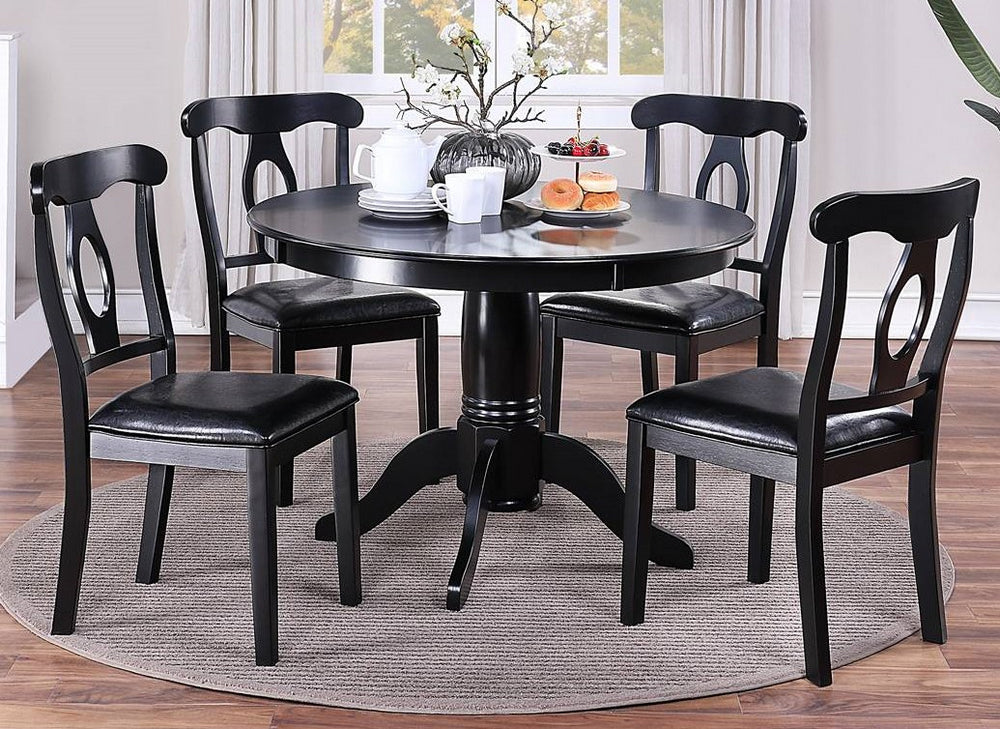 Olive 5-Pc Black Wood Dining Table Set