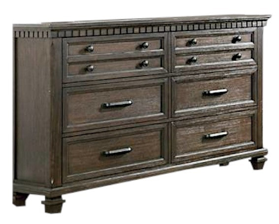 Olivette Dark Brown Wood 6-Drawer Dresser