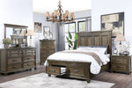 Olivette Dark Brown Wood Cal King Bed with 2 Drawers