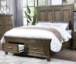 Olivette Dark Brown Wood Cal King Bed with 2 Drawers