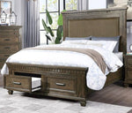 Olivette Dark Brown Wood King Bed w/Upholstered Headboard