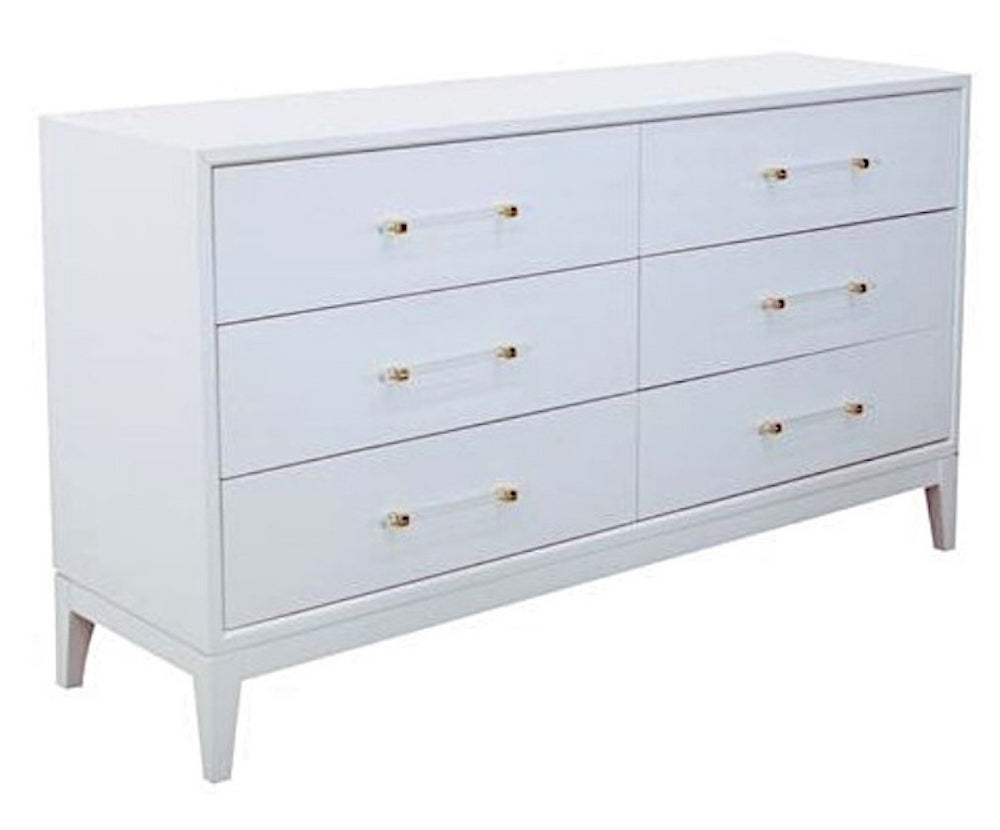 Orbis White Wood 6-Drawer Dresser