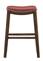 Ordway Red Faux Leather/Brown Wood Pub Stool