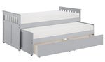 Orion Gray Wood Twin Bed with Trundle & Storage Boxes