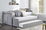 Orion Gray Wood Twin Bed with Two Trundles