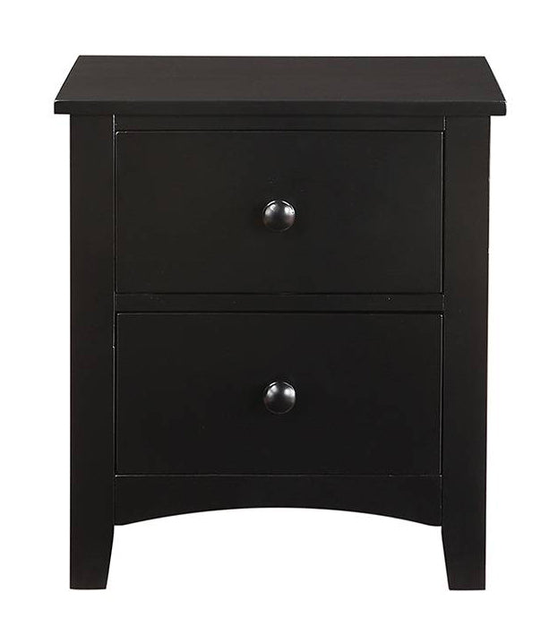 Tinsley Black Wood 2-Drawer Nightstand