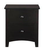 Tinsley Black Wood 2-Drawer Nightstand