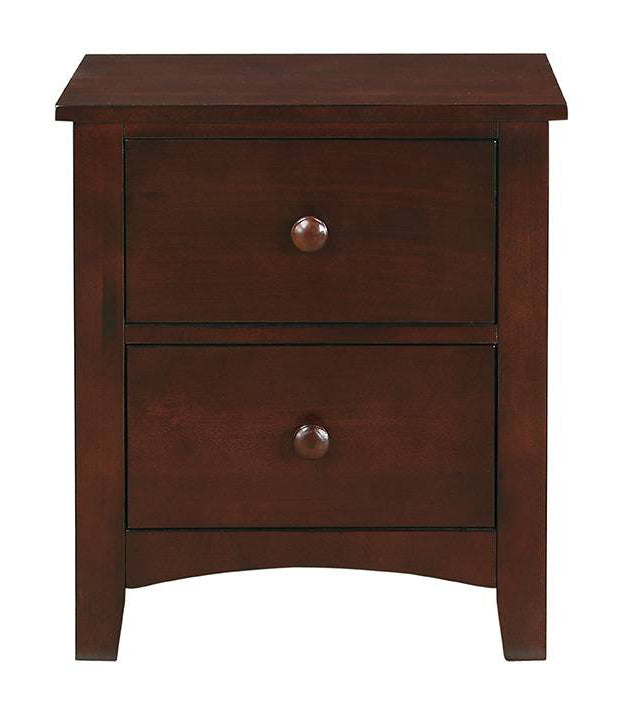 Tinsley Dark Cherry Wood 2-Drawer Nightstand