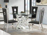 Ornat Clear Glass/Mirrored Pedestal Dining Table