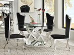 Ornat Clear Glass/Mirrored Pedestal Dining Table