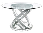 Ornat Clear Glass/Mirrored Pedestal Dining Table