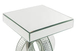 Ornat Mirrored Accent Table with Faux Diamonds Inlay