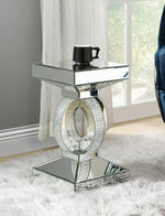 Ornat Mirrored Accent Table with Pedestal Base