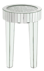 Ornat Mirrored End Table with Faux Diamonds