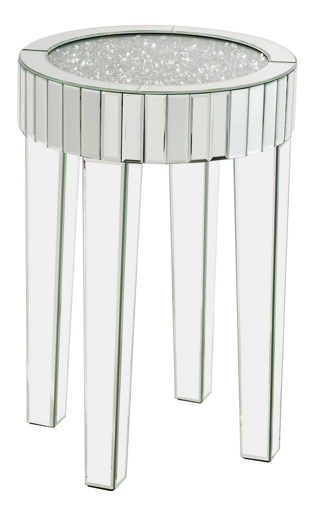 Ornat Mirrored End Table with Faux Diamonds