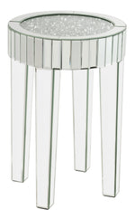 Ornat Mirrored End Table with Faux Diamonds