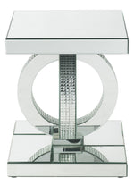 Ornat Mirrored End Table with Single Pedestal Base