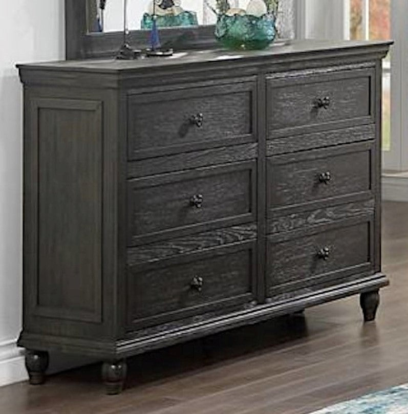 Ortrun Brown Wood 6-Drawer Dresser