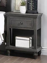 Ortrun Brown Wood Nightstand with Drawer & Bottom Shelf