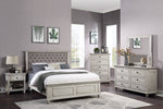 Ortrun Grey Wood King Bed with Fabric Insert (Oversized)