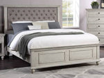 Ortrun Grey Wood King Bed with Fabric Insert (Oversized)