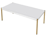 Otrac White Wood/Gold Metal Coffee Table